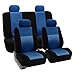 FH Group FB060115 Trendy Elegance Full Set Car Seat Covers, Airbag Compatible & Split Bench, Blue/Black Color - Fit Most Car, Truck, SUV, or Van