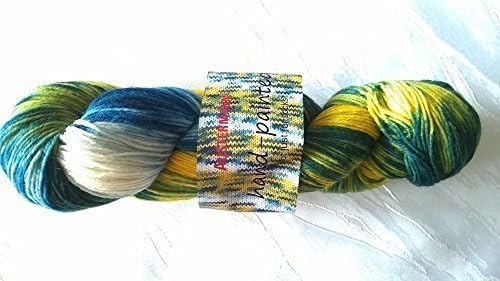 Wool Austermann Hand Painted South Sea 100 g 0015 Tahiti Yellow-Green-Blue Colour