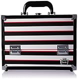 Caboodles Stylist 6 Tray Train Case, Black/White Stripe, 4.3 Pound