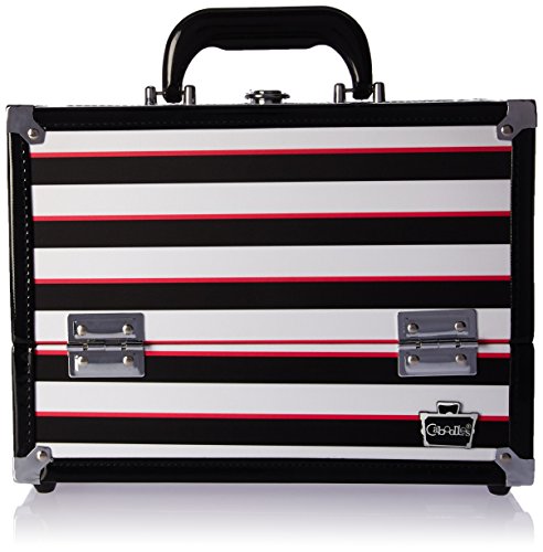 Caboodles Stylist 6 Tray Train Case, Black/White Stripe, 4.3 Pound