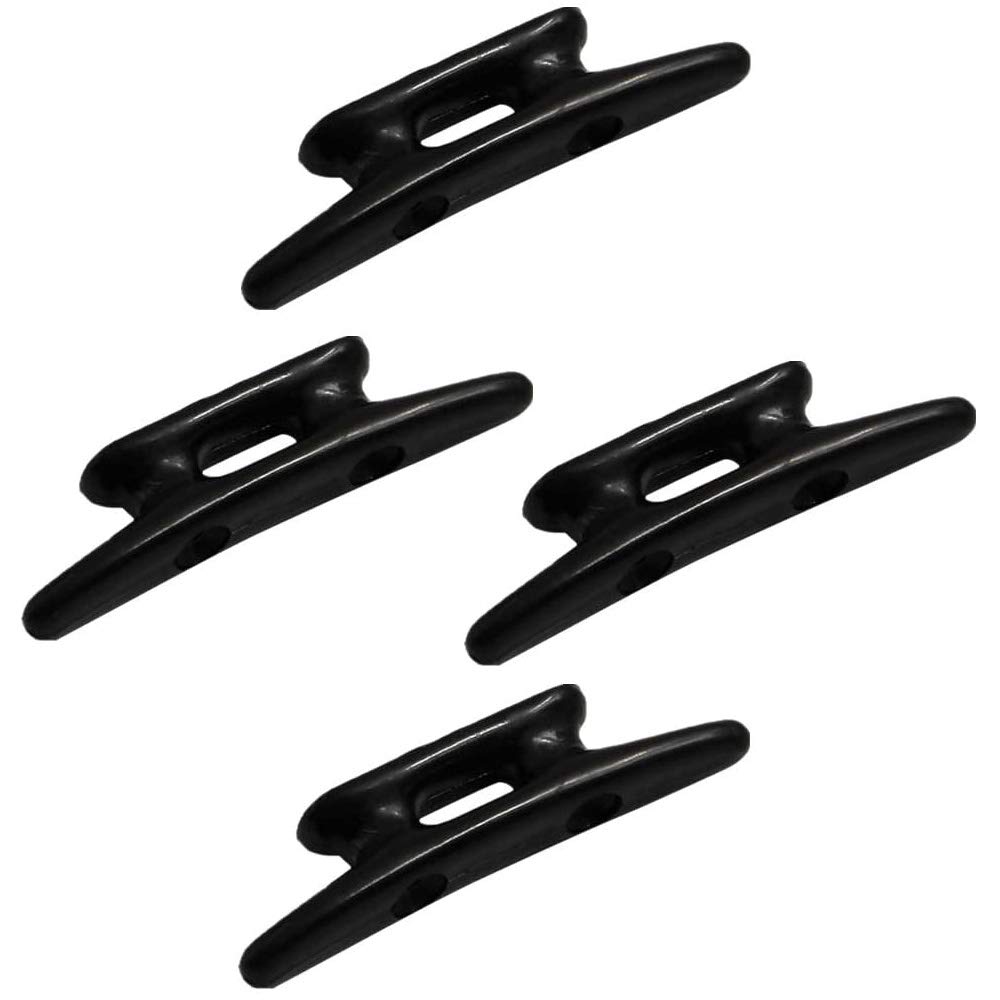 POFET 4pcs 6inch Black Nylon Closed Base Cleat Rope Cleat Suit for Marine Boat Dock Yacht Canoe Dinghy Accessories