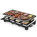 Electric Grill Techwood Raclette Grill with Double-sided Nonstick Grill Plate,8-Person Multifunctional Raclette Grill, 1500W Temperature Adjustment Function, Black