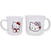 Toynk Sanrio Hello Kitty Ceramic Camper Mugs, Set of 2 | BPA-Free Travel Coffee Cup For Espresso, Caffeine, Cocoa, Drink Beverages | Home & Kitchen Essentials | Kawaii Cute Gifts and Collectibles