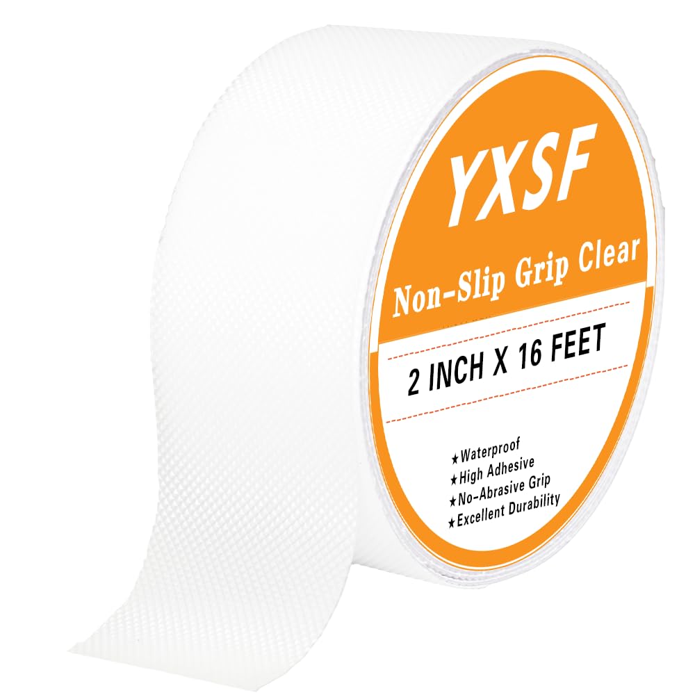 YXSF Clear Non-Abrasive Grip Tape,2 inch*16 feet Non-Slip Tape for Indoor & Outdoor Use,Customizable & Waterproof Anti Slip Tape for Widely Used(Diamond Pattern)