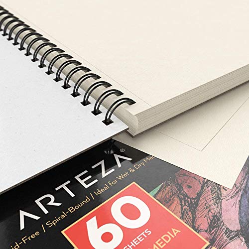 Arteza Mixed Media Sketchbooks, Pack of 2, 11 x 14 Inches, 110lb/180gsm