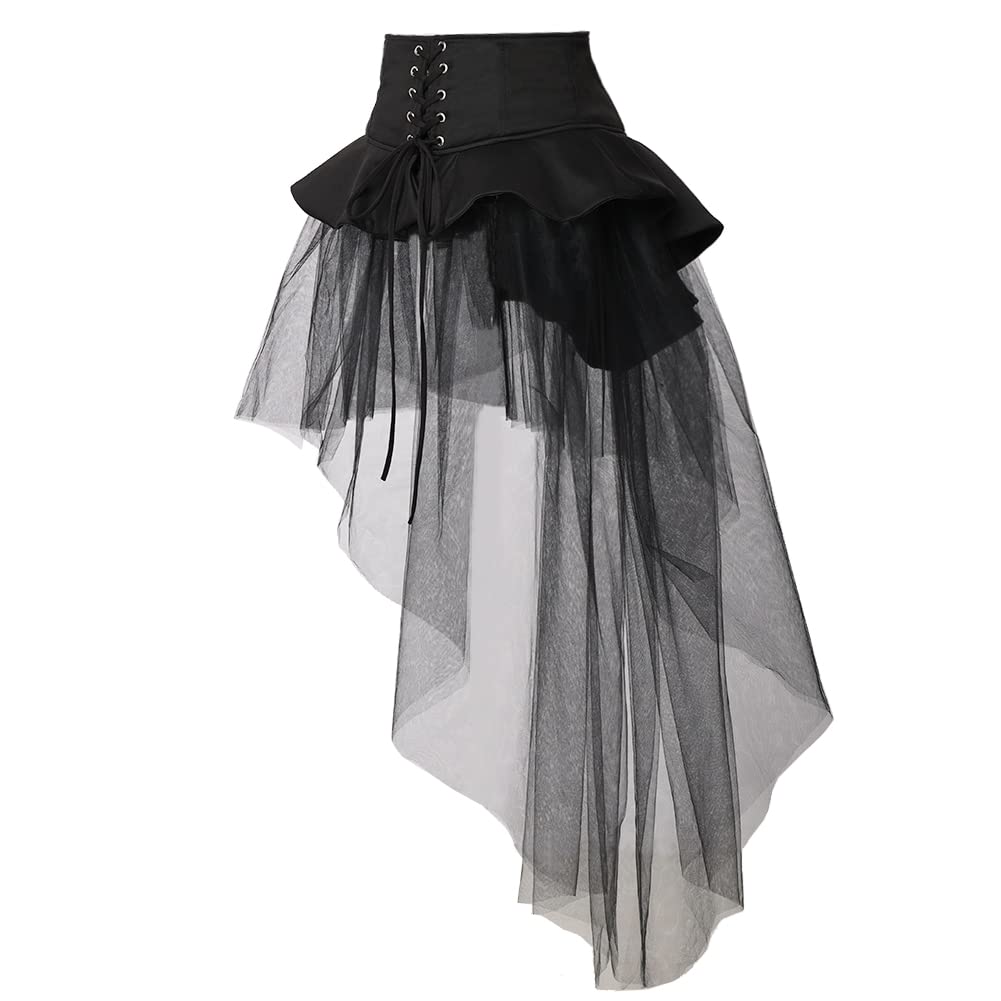 Photo 1 of Steampunk Women's Tulle Skirts Waist Belt for Women Ruffles Pirate Corset Costumes