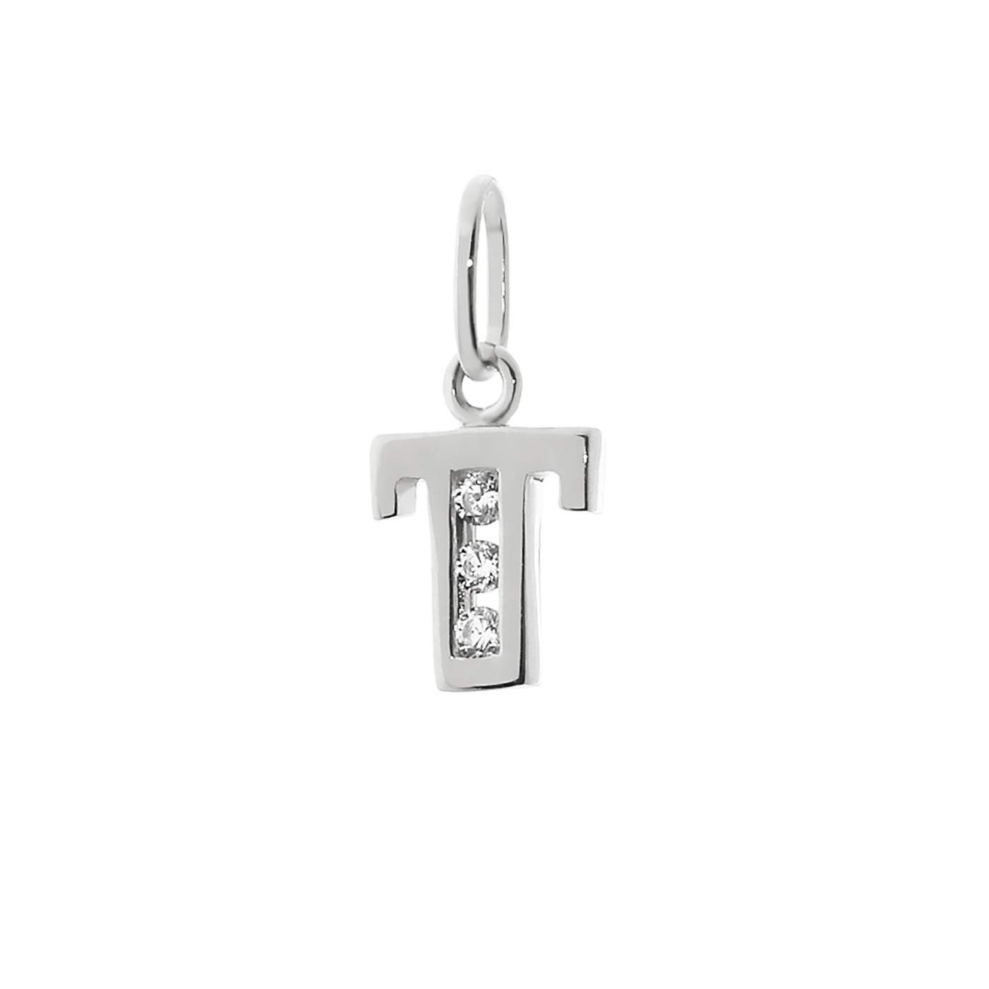 NKlaus letter T small pendant 925 sterling silver 8mm alphabet zirconia 9191