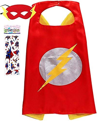 Funhall Superhero Costume and Dress Up for Kids - Satin Cape and Felt Mask (The Flash)