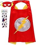 Superhero Costume and Dress Up for Kids - Satin Cape and Felt Mask (c-The Flash)