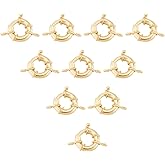 PH PandaHall 10pcs Real Gold Plated Metal Spring Ring Clasps Big Round Close Ring Clasp Findings for DIY Necklaces Anklets Jewelry Making 17mm Diameter