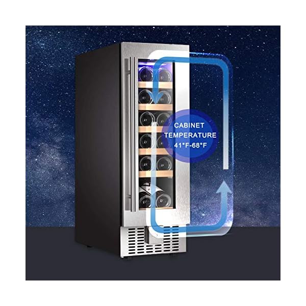 AGLUCKY-12-Wine-CoolerChiller-Built-in-or-Freestanding-Beverage-Refrigerator-Single-Bottle-Area-with-Stainless-Steel-Double-layer-Tempered-Glass-Door-17-Bottles