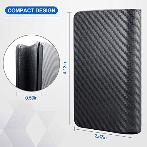 ABRONDA Carbon FiberÂ Business Card Case,Slim Biz Business Name Card Holder Wallet Credit Card with RFID,ID Case/Holder for Men & Women - Keep Your Business Cards Clean- Black