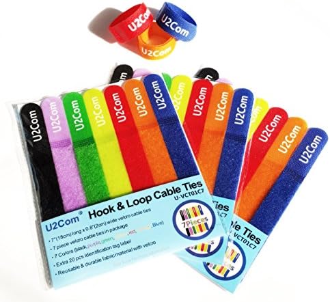 47% Off Big Sale Event - U2Com 3 Packs 21 Pcs 7 Inch 7 Colors Velcro Cable Ties With Identification Label - Hook &amp; Loop Velcro Cable Straps - Reusable &amp; Flexible Cable Fastener For Cable Management