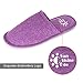 Sunshine Code Women's Memory Foam Cotton Washable Slippers with Matching Travel Bag for Home Hotel Spa Bedroom, L, Purple