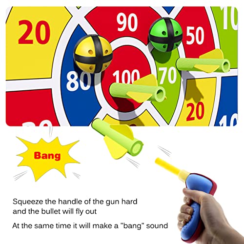 Dart Board for Kids,12 Sticky Balls,1 Toy Gun,2 Dart Bullets Set,Kids Toys Gifts for 3 4 5 6 7 8 9 10 11 12 Year Old Boys and Girls Safe Indoor Outdoor Outside Party Sports Games for Ages 3+ Boy Girl