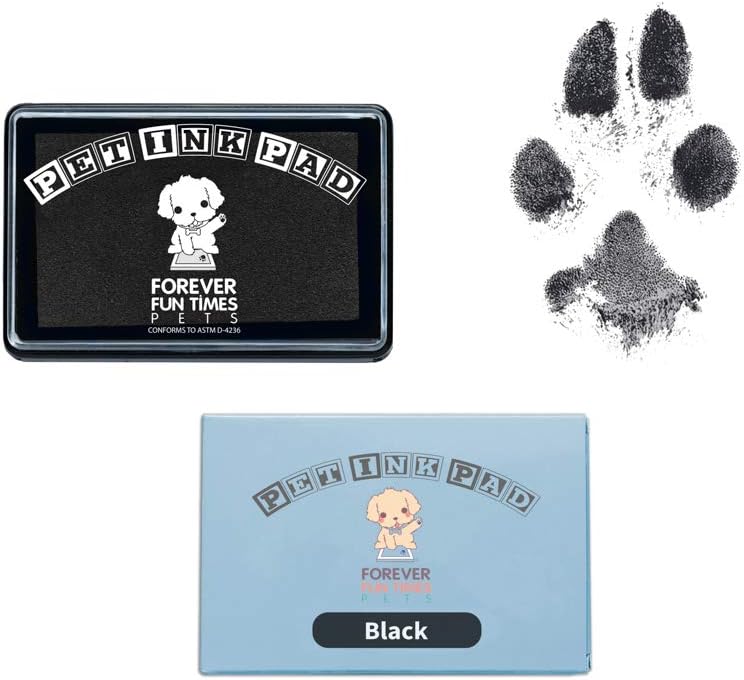 Forever Fun Times Easy-Clean Pet Paw Print Kit | Get Hundreds of Prints from One Low-Cost Paw Print Kit | 100% Safe and Pet-Friendly | No-Mess Paw Print Pad with a Choice of Three (Black)