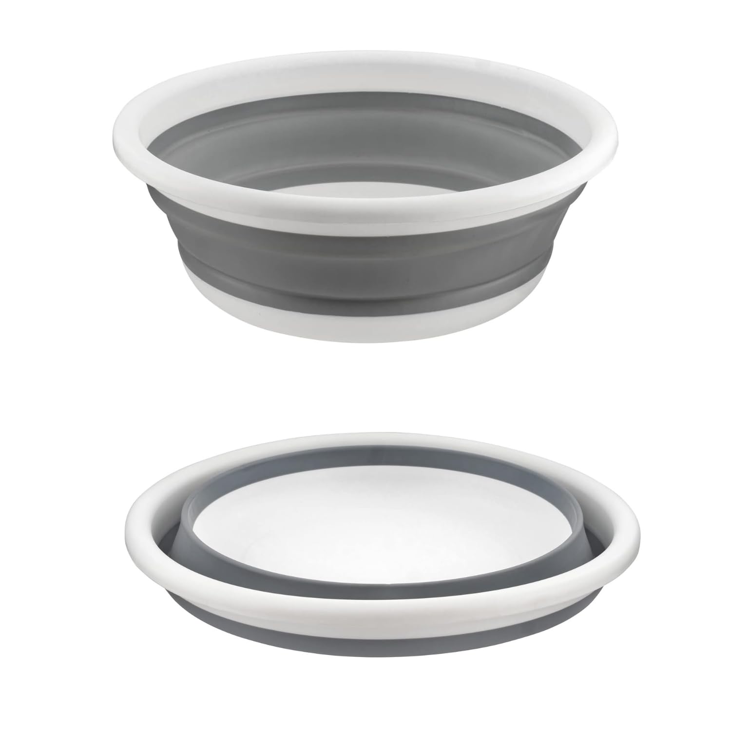 DASHMESH Grey Collapsible 5L Medium Washing Up Bowl Basin Multipurpose Outdoor Travel Basin Folding Portable Silicone Plastic Bucket for Kitchen Camping Caravans Water Carrier