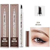 Ownest 2 Pack Eyebrow Tattoo Pen,Waterproof Long Lasting Eyebrow Penci,with a Micro-Fork Tip Applicator Creates Natural Looking Brows Effortlessly-Brown