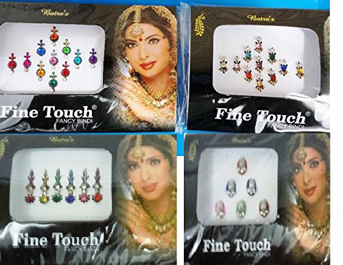 Lightahead-4-PACK-BOLLYWOOD-HEAD-BINDI-TATTOO-INDIAN-ART-RHINESTONE-STICK-ON-REUSEABLE