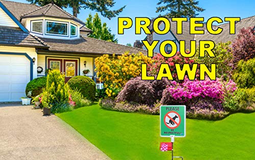 No Poop Dog Signs Poop Bag Dispenser | Stop Dogs from Pooping On Your Lawn | Sign Reads:Please Be Respectful | Protect Property | No Poo | No Pooper Scooper | Biodegradable (Please Be Respectful)