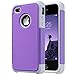 ULAK iPhone 4 Case, Heavy Duty Shockproof Durable Hybrid Dual Layer Rugged Protective Cases Cover with Hard Plastic and Soft Silicone for iPhone 4 4S (Purple +Grey)