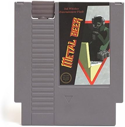Concealable NES Entertainment Flask - Looks Like a Retro Nintendo Video Game Cartridge - But It's a Flask with a Hilarious Label (Metal Beer - Metal Gear) by Ink Whiskey