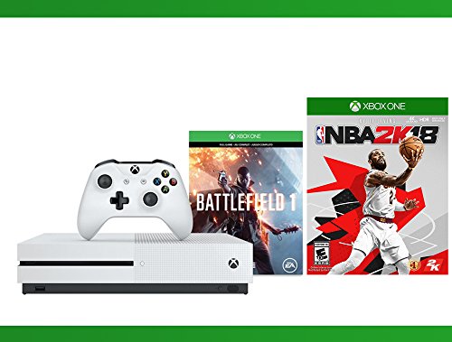 Xbox-One-S-500-GB-Battlefield-1-Console-NBA-2K18-WWE-2K16-Bundle-3-Items