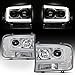 AKKON - For 1999-2004 F250 F350 F450 F550 SuperDuty LED Tube Bar Projector Headlights Driver+Passenger Side