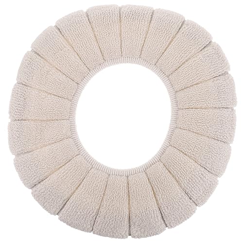 DECOMELODY Warm O-shaped Toilet Seat Cover Stretchable Pads Washable Warmer Seat Cover Random Style