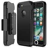iPhone 7 Case, Trianium [Duranium Series] Heavy Duty Ultra Protective Cases Shock Absorption Hard Covers with Built-in Screen Protector+ Holster Belt Clip Kickstand for Apple iPhone 7 2016 -Black