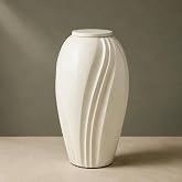 GR8 Keepsakes Lotus Modern Warm Ivory Cremation Urn for Human Ashes Adult | Architect-Designed Aluminum Adult Urn, 214 cu in, Gloss Ivory White Finish, Secure Screw-Top Lid