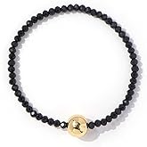 SHINUS BOHO Gold Statement Beaded Strand Couples Bracelets for Women,Stackable Charm Black String Boho Beads Friendship Fashion Jewelry Gift for Her