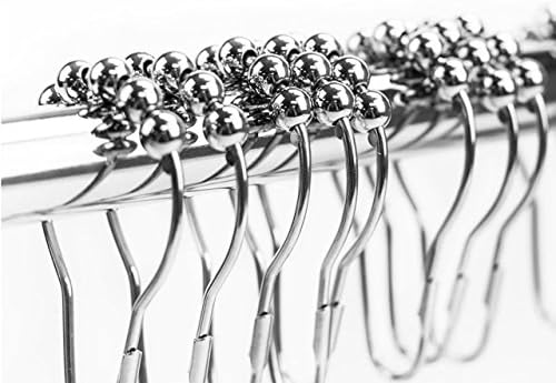 Set of 12 Premium Shower Curtain Rod Roller Hooks Rings Polished Chrome Finish on Stainless Brass Material Shower Curtain Roller Rings