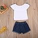 Toddler Baby Girls Jeans Shorts Outfits Floral Shirt Tops Ripped Denim Shorts Summer Clothes Set (White,4-5T)