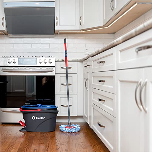 O-CEDAR EASYWRING RINSECLEAN MICROFIBER SPIN MOP & BUCKET FLOOR CLEANING SYSTEM WITH 3 EXTRA REFILLS, PLASTIC, GREY