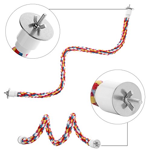 Jusney Bird Rope Perches,Parrot Toys 21 inches Rope Bungee Bird Toy (21 inches)