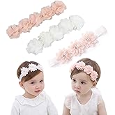 Ejoyous Baby Headband, 3PCS Baby Girl Headbands Fabric Flower Lace Hairbands, Head Circumference 38-50cm Hair Bow Accessories Gift for Newborn Infant Girls (Assorted Color)