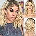QDBOWIN QUEEN HAIR Brown Rooted Honey Blonde Ombre Lace Front Wigs for Women Flawless Wavy Bob Hair Heat Resistant Synthetic Wig Half Hand Tied 14 inch
