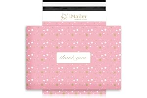 100 Count - 10x13 inch, Pink Polka Dot - Thank You Poly Mailer Envelope, Mailing Shipping Bags with Self Seal Strip