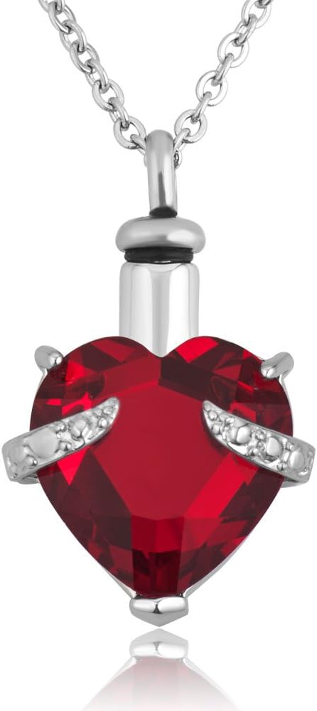 Uniqueen Heart Crystal Cremation Jewellery Urn Necklace for Ashes Memorial Keepsake Pendant