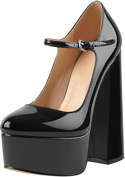 chunky heel mary jane platform pump