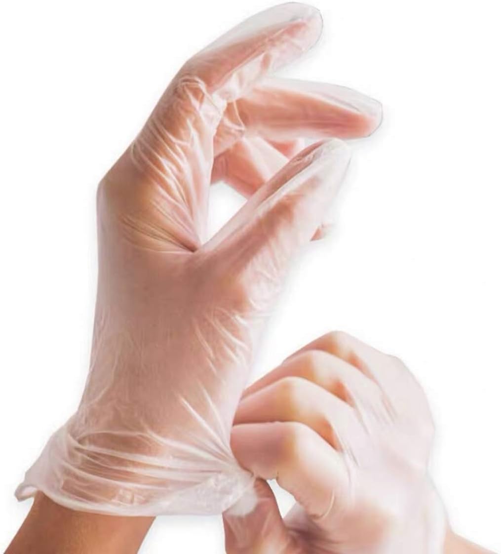 Free Vinyl Disposable Gloves for Non-Medical Use Clear Industrial Grade Gloves Non-Sterile Disposable Latex Free, L-100 Gloves (M)