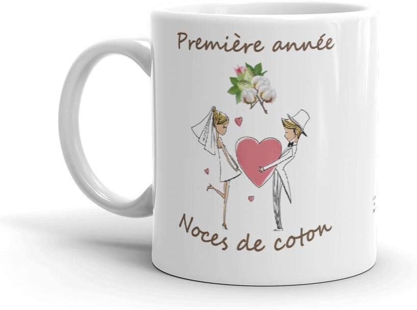 Tasse Mug Cadeau Anniversaire 1 An De Mariage Noce De Coton Original Amour Couple Romantique Tasses Mugs Et Soucoupes Cuisine Maison Initiumit De