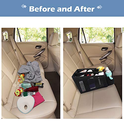 Meinkind Car Organizer Car Trunk Organizer Front & Back Seat Storage Box with 6 Large Pockets, Collapsible Large Car Seat Organizer for Toys & Books