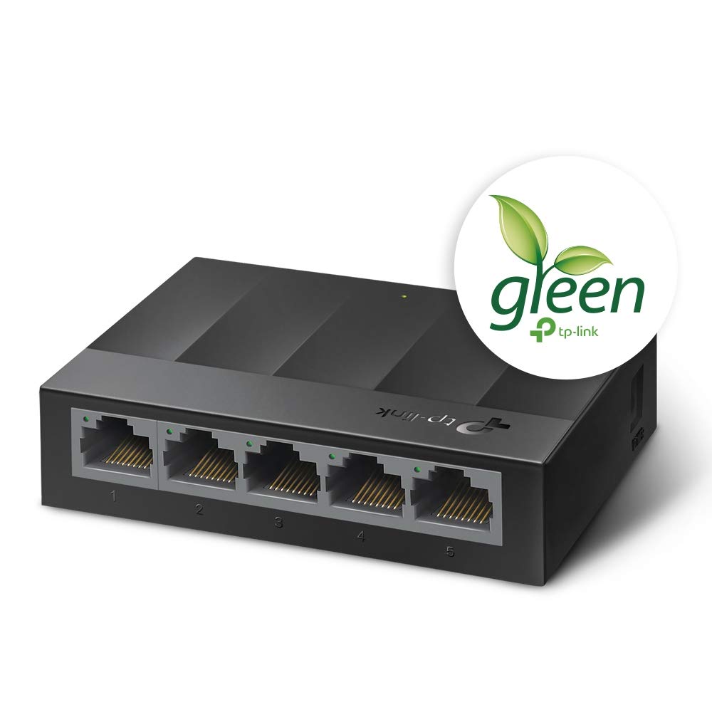 TP-Link LS1005G 5-Port Desktop Switch (5 x Gigabit Auto-Negotiation RJ45 Ports, IEEE 802.3X, Plug and Play, energiesparend, Plastikgehäuse für einfache Tisch- oder Wandmontage) schwarz 2