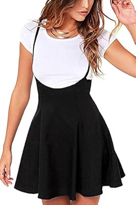 YOINS Women's Suspender Skirts Basic High Waist Versatile Flared Skater Skirt