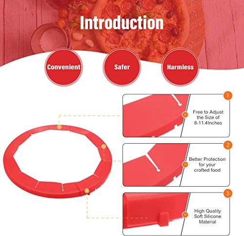 Adjustable Pie Crust Shield and Pastry Wheel Decorator + Cutter Silicone Pie Protectors Cover Kitchen Tool for Baking Pie Fit 8 Inch to 11.4 Inch Diameter Pies 4 Pack