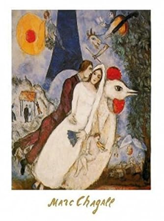 1art1 38637 Marc Chagall - Die Verlobten Vom Eiffelturm Poster Kunstdruck 30 x 24 cm