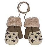 DZT1968 1 Pair Winter Baby Cute Thick Gloves Mittens With String (0-12 Months) (Beige)