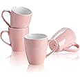 Sweese Porcelain Coffee Mugs - 16 Ounce (Top to the Rim) for Coffee, Latte, Tea, Cocoa, Set of 4, Pink
